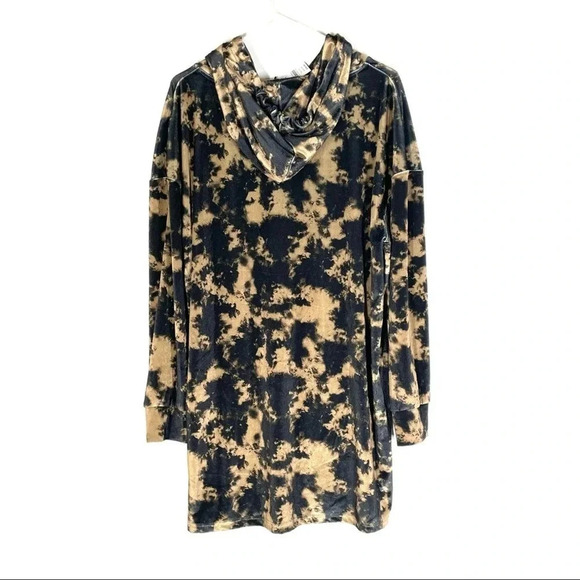 NEW TopShop Acid Wash Tie Dye Pullover Velvet Hoodie Sweatshirt Size US 4 Small - Picture 8 of 10